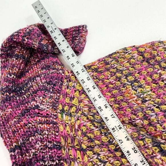 Moth Sweater Womens Medium Wool Mohair Chunky Knit Multicolor Rainbow cabin cozy - Picture 7 of 10